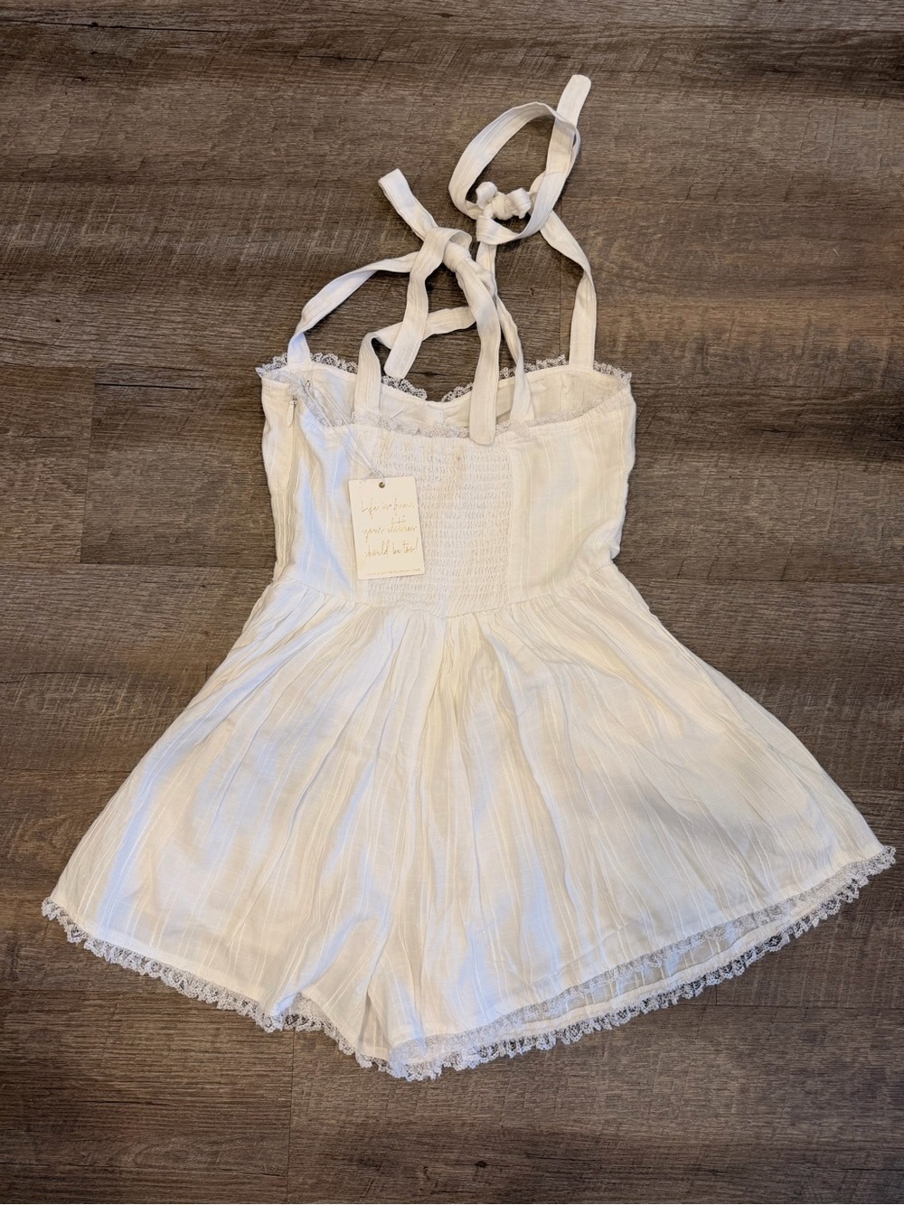 Show Me Your Mumu Regal Romper NWT Size Small White Cottagecore Tie Strap Romper - Picture 11 of 14